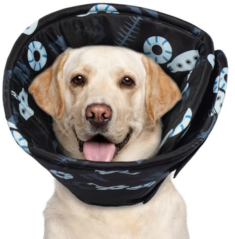 Hjumarayan Halskrause Hund Weich - Hundekragen Leckschutz, Schutzkragen Hund Wasserdicht Kragen nach OP, Leicht Trichter Verhinderung von Wunden Leckt oder Kratzt (Schwarz L)
