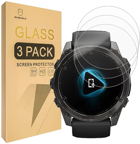 Mr.Shield Schutzfolie für Garmin Fenix 8 (51mm) (Solar/Amoled) Schutzglas | 3-Stück Schutzglasfolie 9H Härte, HD Klare Displayschutzfolie