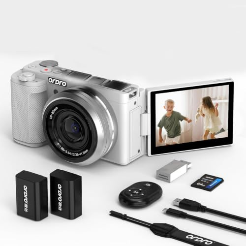 ORDRO NEW G930 Mirrorless Camera Optical Zoom Vlog Camera 5K/30fps,4K/60fps Digital Cameras for Photography and Video (White)