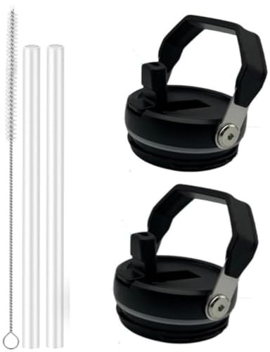 40 oz Leak Proof Handle Flip Straw Lid Replacement Compatible with Stanley 40 oz Quencher Travel Tumbler, 2 Pack Spill Proof Tumbler Covers Fit for Stanley Cup Accessories (Black)