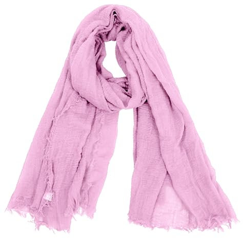 Van Der Rich ® - Schal mit fein gekreppter Oberfläche für Damen und Herren (93-Rosa, One Size)