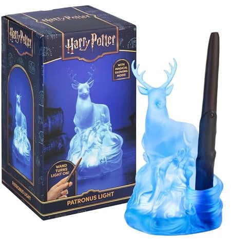 Paladone Harry Potter Lampe patronus de cerf avec baguette télécommandée, produit sous licence officielle Wizarding World, cadeau de collection, décoration d'intérieur