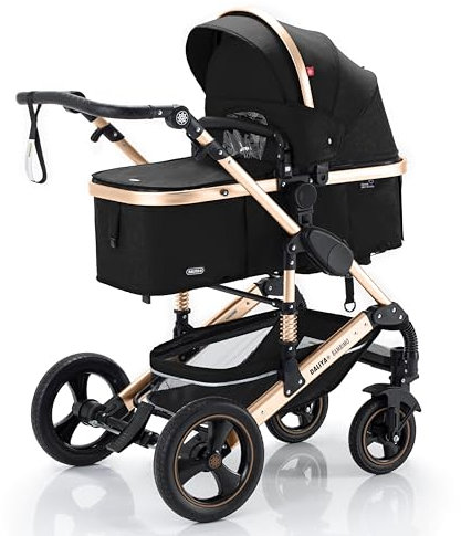 Daliya® BAMBIMO 2in1 Kinderwagen & Buggy (Schwarz - Rahmen G)