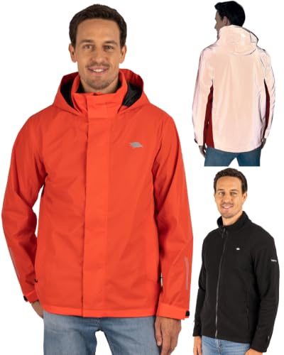 Valkental 3in1 Jacke Herren, Reflektierend & Wasserdicht | Fleece Zipp-In & verstaubare Kapuze, 10.000mm Wassersäule, nutzbar als Winter-, Regen- & Fahrradjacke