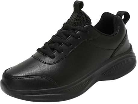 Zapatillas de deporte para hombre, color negro, para invierno, de piel, impermeables, antideslizantes, para caminar, con plataforma, para el tiempo libre, ligeras, deportivas, para correr, Negro , 43