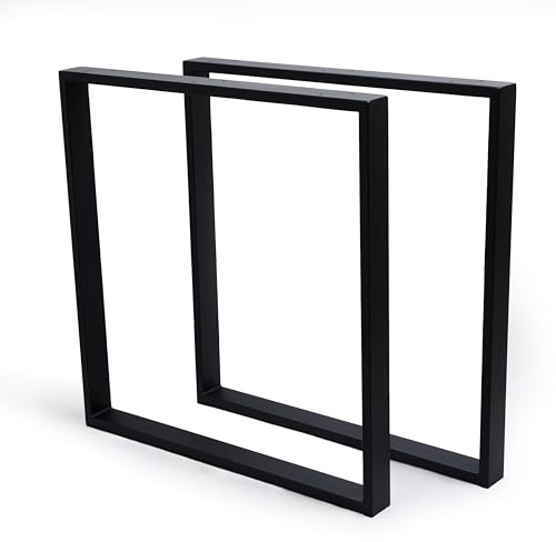 Tischbeine Metall Schwarz 72 cm - Tischkufen aus 2 mm Stahl Heavy Duty | Industrielles Design, pulverbeschichtete Oberfläche, kratzfest und mit Kunststoffkappen zum Schutz empfindlicher Böden