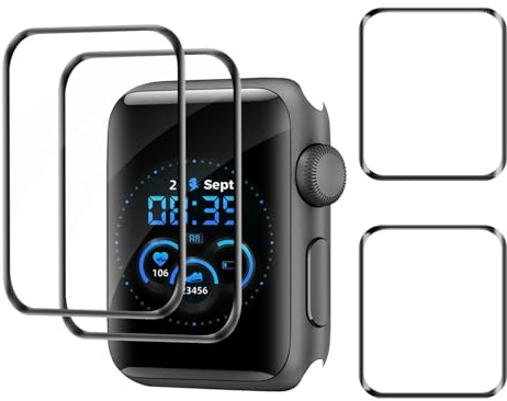 Carantee Verre Trempé pour Apple Watch Series 4/5/6/SE/SE2 (44mm) Protection écran, Sans Bulle, TPU Anti Rayures, Bords noirs incurvés 3D, HD Tactile Sensible Apple Watch 44mm Vitre Protection(2 Pack)