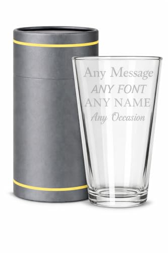EKAM Personalised Engraved Pint Glass- Personalise with Any Message for Any Occasion, Laser Engraved, Dishwasher Safe, 17oz/500ml - Fun Gift for Father’s Birthdays, Christmas, Best Friend