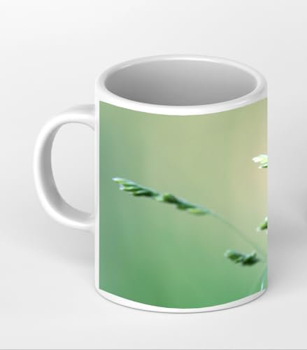 deyoli Kleiner roter Marienkäfer als Motivetasse Panorama 300ml, aus Keramik weiß, wunderbar als Geschenkidee oder ihre Neue Lieblingstasse