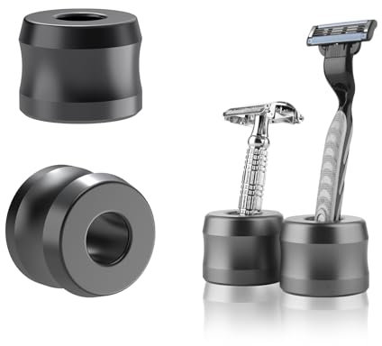 Linkidea 2 Pack Safety Razor Stand, Opening Dia 0.7 (18.5mm) Men Shaving Stand for Bathroom Countertop Compatible with Gillette SkinGuard (Dark Grey)