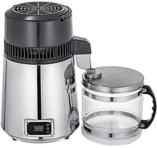 VEVOR Destilador de Agua de Acero Inoxidable 750W, Destilación Filtro Purificador de 4L, Destilador de Agua Portátil con Botella de Vidrio de Colección Pura Máquina para el Agua Destilada Casera