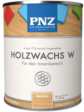 PNZ Holzwachs W für Innen | lösemitttelfreier Wachsanstrich | Nachhaltig hergestellt mit regionalen Rohstoffen | für alle Hölzer, Gebinde:10L, Farbe:farblos