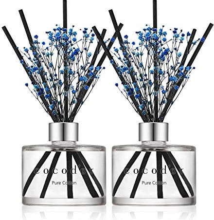 [COCODOR/Pure Cotton] Flower Reed diffusers Oil with a Set of 5 Fiber Sticks, 200ml*2packs, Best for Home, Kitchen, Bathroom. Diffusers with sticks