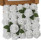 Ruiuzi Lot de 25 Roses artificielles réalistes avec Tige pour Bouquets de Mariage, centres de Table, fête de Mariage, décoration de Maison (Blanc, 25pcs)