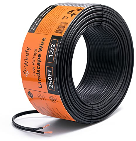 Wirefy 12/2 Low Voltage Landscape Lighting Wire - Outdoor Direct Burial - 12-Gauge 2-Conductor 250 Feet