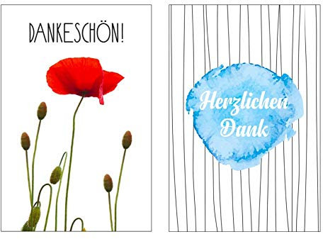 2 Stück Premium Dankeskarten (Klappkarten) mit 2 Umschlägen, Danke, Dankeschön, Karten, Dankekarten, Hochzeit, Geburt, Baby, Taufe, Abschied, Geburtstag, Jubiläum