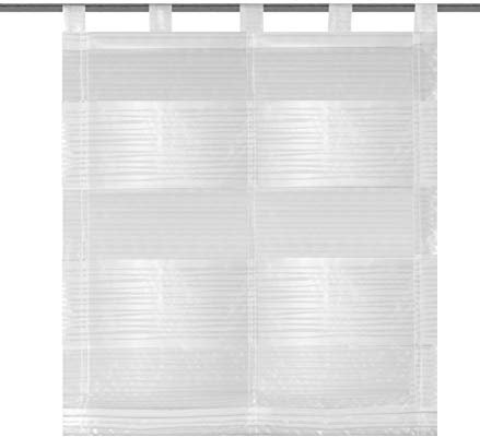 Home Fashion SCHLAUFENRAFFROLLO QUERSTREIFEN SCHERLI GABI, Weiss, 130 X 60 cm