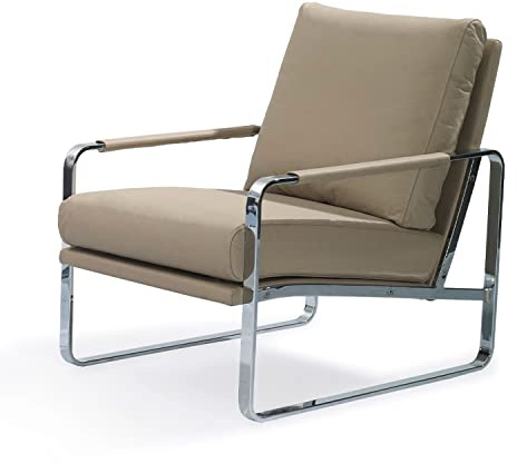 Angel Cerdá – Sessel Modern mit Kunstlederbezug in Nerz-Farbe | Umhüllendes und Komfortables Design | Armlehnen und gepolstertes Sitzkissen | Design für das Wohnzimmer | 67 x 100 x 89 cm