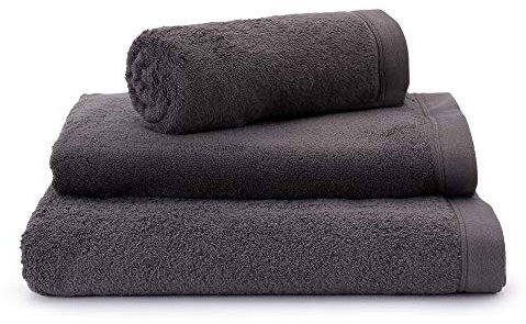 URBANARA Essential Frottee-Handtücher Faia 70x140 cm I 100% Bio-Baumwolle Made in Portugal Oeko Tex Standard 100 Duschtuch Handtuch Badehandtuch, Anthrazit