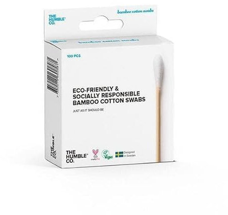 HUMBLE BRUSH – 100 Wattestäbchen aus natürlichem Bambus, Weiß