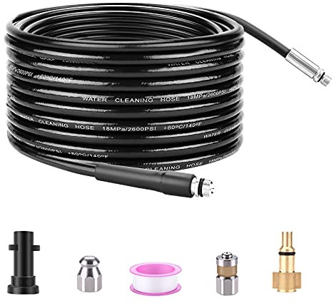 WADEO 15M/50FT High Pressure Drain Hose, Pressure Washer Drain Pipe Hose Cleaning Kit Come with Adapters for Karcher K2-K7 Series and LAVOR Household Use Pressure Washer