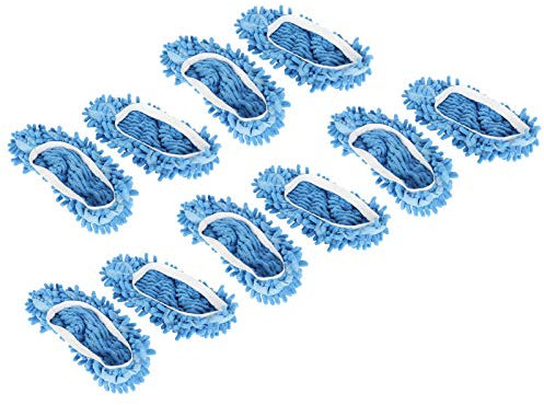 5-Pairs 10Pcs Mop Slippers for Floor Cleaning, Funny Slippers Reusable Dust Mop Head for House Office Bathroom Kitchen (Blue)
