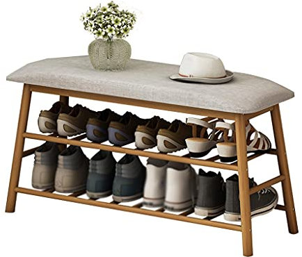 Schuhregal Schuhaufbewahrung Schuhgestell 3-Lagen Bambusschuh-Regal-Rack-Bank Weiche Sitzschuh-Wechselgestell-Rack Wohnzimmer Büro-Schlafzimmer Passagel-Schuhwechsel Organizer für Wohnzimmer, Ankleide