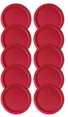 Replacement Lids fits Pyrex 4-Cup Glass Food Storage Container Bowls, 6-Inch Plastic Round Lids Covers for Pyrex 7201-PC, Airtight & Leakproof (10-Pack, Red)