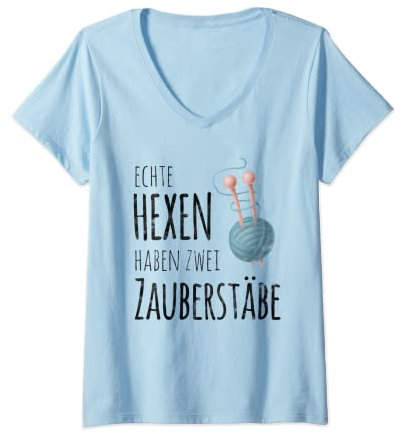 Damen Lustiger Wolle Spruch für Großmütter - Stricken T-Shirt mit V-Ausschnitt