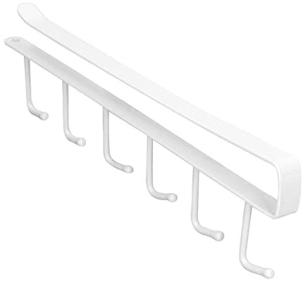 Soporte para Tazas de Café 6 Ganchos Perchas para Tazas Debajo del Gabinete Armario Estante Armario Percha Bufanda Estante para Colgar para el Hogar Cocina Barra de Café sin Clavos(Blanco),Perchero