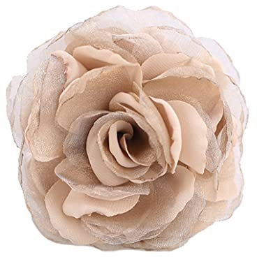 KABELIF Damen Rose Blume Brosche,Blume Ansteckblume, Blume Haarspange, Haarclip Blume, Rosen Haarnadeln Haarblume Haarblüte Haarschmuck 8CM(Aprikose)
