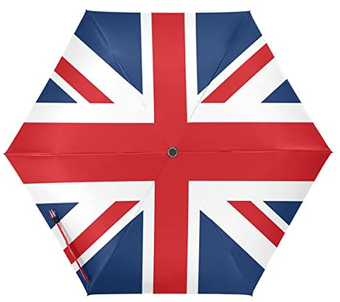 ALAZA United Kingdom Uk Flag 3 Folds Auto Open Close Umbrella Travel Folding Umbrellas