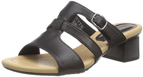 Clarks Femme Desirae Palm Sandale à Talon, Cuir Noir Noir, 38 EU