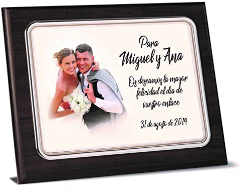 Placa Conmemorativa con Foto a Color y Grabado Personalizado para Regalo, Homenaje, Boda, Aniversario, Jubilación. Royal