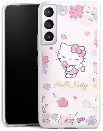 DeinDesign Slim Case extra dünn kompatibel mit Samsung Galaxy S22 Silikon Handyhülle transparent Hülle Hello Kitty Wasserfarbe Fanartikel