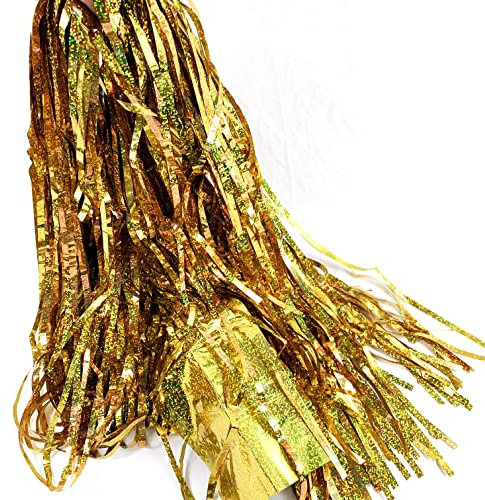 Heyiwell 200 Stränge, 5 mm breit, Weihnachtsbaum-Lametta-Eiszapfen für Weihnachtsbaum, Party und Urlaubsdekoration, lang, ca. 198,1 cm (Gold)