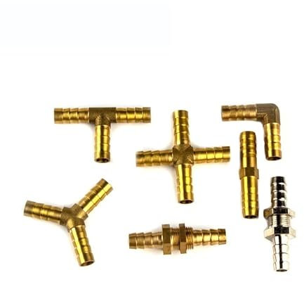 RTVURK Ottone Barb Tubo di Raccordo 2 3 4 Vie Connettore for 4mm 5mm 6mm 8mm 10mm 12mm 16mm 19mm Tubo di Rame Pagoda Acqua Tubo Raccordi (Color : A-T type, Size : Barb 4mm)