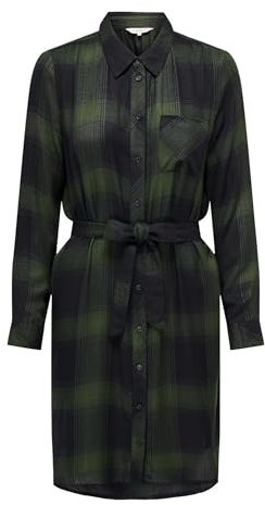 ONLY Damen Onlriley Life Ls Check Dress Wvn, Black/Checks:duffle Bag, S