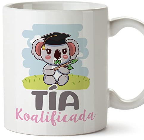 MUGFFINS Tazas para TÍA - En Español - Koalificado/koalificada - 11 oz / 330 ml - Regalo original y divertido