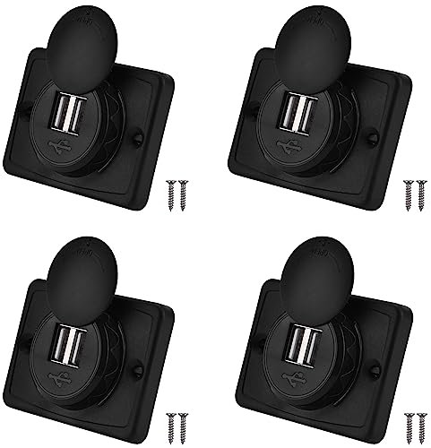 【4 Piezas】 Cargador de Coche Puerto USB Dual, DC 12-24V 3.1A Adaptador de Cargde Coche Toma de Corriente, LED de Salida, Resistente al Agua, para Tablet de Teléfono Móvil Dispositivos Android GPS