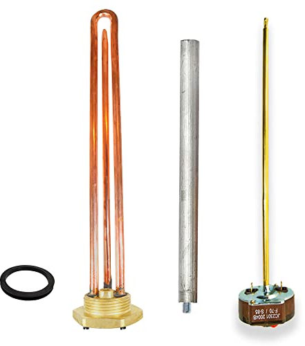 GOLDMAN SERVICE Elektrischer Thermo-Widerstandsset, Monoblock, 2000 W, Gewinde, 1 ¼ Zoll, Thermostat, Magnesiumanode, Dichtung, Ersatz für Warmwasserbereiter, Solarspeicher, Kessel