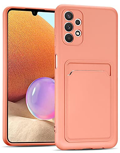 CoolGadget Card Case für Samsung Galaxy A13 4G, TPU Schutzhülle mit Kartenfach und erhöhtem Kantenschutz, Rosa