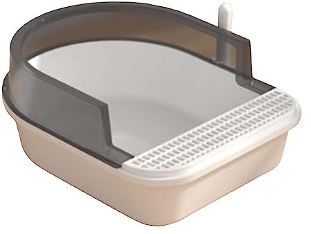 JISADER Bac à Litière pour Chat, Maison de Toilette avec Pelle, Caisse Litière Demi-fermée pour Aération Rapide, Facile à Nettoyer, Rectangulaire, Noir XL
