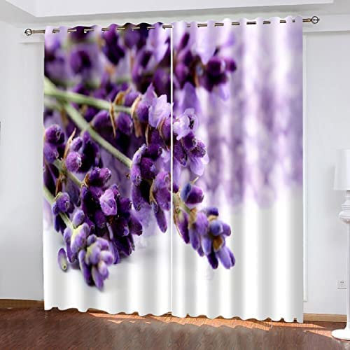 Flächenvorhang Set Lila Traum Lavendel Moderne Haushalt Schlafzimmer Balkon Wärmedämmung 3D-Druck Vorhang Panel Home Decor Vorhänge Für Wohnzimmer Bedroom Children's Room 220(B) X215(H) cm