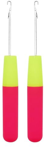 DNDGDLUA 2 Stück Latch Hook, Latch Häkelnadel Haken, Knüpfnadel Haar Häkelnadel, Häkelnadel Set, Haarverlängerung Nadel, Bunte Knüpfnadel Haar Häkelnadel, für Heimwerken, Basteln, Flechten