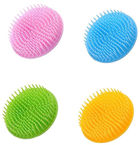 SOLUSTRE Massagekamm 4 Stück Ergonomisches Kopfhautmassagegerät Schuppenreinigungsbürste Für Feuchtes Und Trockenes Haar Sanfte Haarreinigung Für Männer Und Frauen