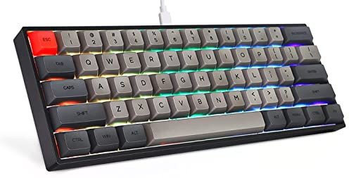 MIHIYIRY 60% Wired Gaming Keyboard, 61 Keys SK Mechanical Keyboard, RGB Backlit Compact Gaming Keyboard Red Switch for WIN/Mac/PC/PS5