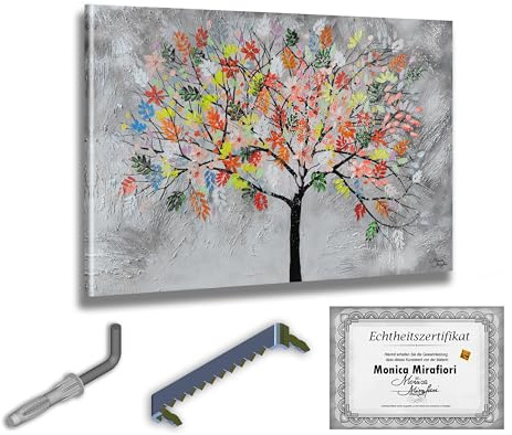 Monica Mirafiori I 100% HANDGEMALT I Gemälde Rainbow Tree 90x60cm | Gemälde Handgemalt | Acrylgemälde | Sehr Großes Acrylbild I Moderne Kunst I Kunstbilder