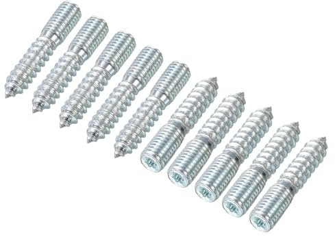 sourcing map M10 Stockschrauben, Länge 50 mm, Doppelkopfschrauben, selbstschneidende Schraube, 10 mm, Holzgelenk, Möbelbeine, 16 Stück