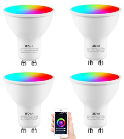 LEDart Ampoule x4 connectée GU10 Wifi 2.4 GHz 5W RGB CCT 2700K-6500K TUYA smart life ampoule intelligente / 220-240 V. 50/60Hz Effets lumineux